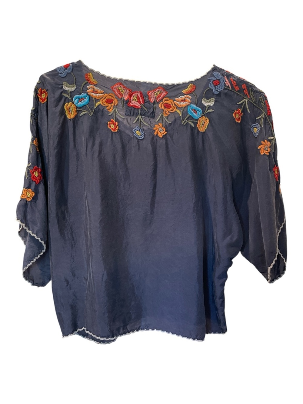 Johnny Was Lombriga Gray Embroidered Top - Picture 3 of 9